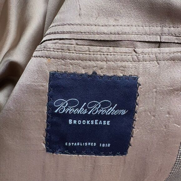 Brooks Brothers Brooksease Two Piece Wool Suit Brown Tan Houndstooth Size 42L - Picture 7 of 8